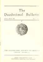 Duodecimal Bulletin Whole No 0 | Vol 1 No 1