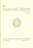 Duodecimal Bulletin Whole No 3 | Vol 2 No 1