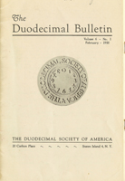 Duodecimal Bulletin Whole No 12 | Vol 6 No 1