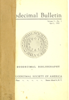 Duodecimal Bulletin Whole No 18 | Vol 9 No 1