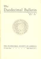 Duodecimal Bulletin Whole No 19 | Vol A No 1