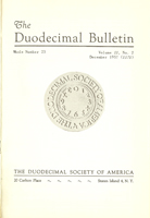 Duodecimal Bulletin Whole No 23 | Vol 11 No 2