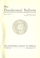 Duodecimal Bulletin Whole No 27 | Vol 13 No 2