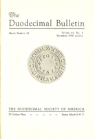 Duodecimal Bulletin Whole No 29 | Vol 14 No 2