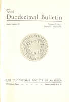 Duodecimal Bulletin Whole No 2A | Vol 15 No 1