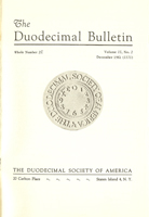 Duodecimal Bulletin Whole No 30 | Vol 16 No 1