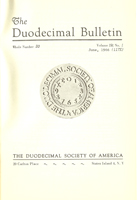 Duodecimal Bulletin Whole No 33 | Vol 19 No 1