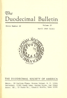 Duodecimal Bulletin Whole No 38 | Vol 20 No 1