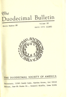 Duodecimal Bulletin Whole No 3A | Vol 22 No 1