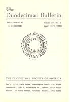 Duodecimal Bulletin Whole No 41 | Vol 25 No 1