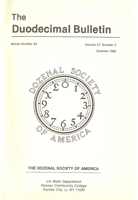 Duodecimal Bulletin Whole No 44 | Vol 27 No 2