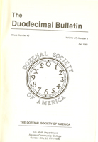 Duodecimal Bulletin Whole No 45 | Vol 27 No 3