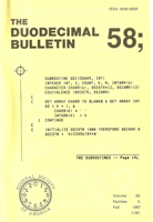 Duodecimal Bulletin Whole No 58 | Vol 30 No 3
