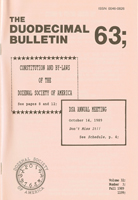 Duodecimal Bulletin Whole No 63 | Vol 32 No 3