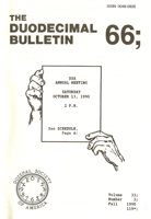 Duodecimal Bulletin Whole No 66 | Vol 33 No 3