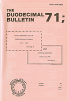 Duodecimal Bulletin Whole No 71 | Vol 36 No 2
