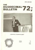 Duodecimal Bulletin Whole No 72 | Vol 37 No 1