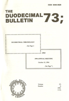 Duodecimal Bulletin Whole No 73 | Vol 37 No 2