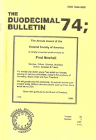 Duodecimal Bulletin Whole No 74 | Vol 38 No 1