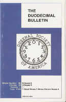 Duodecimal Bulletin Whole No 96 | Vol 49 No 1